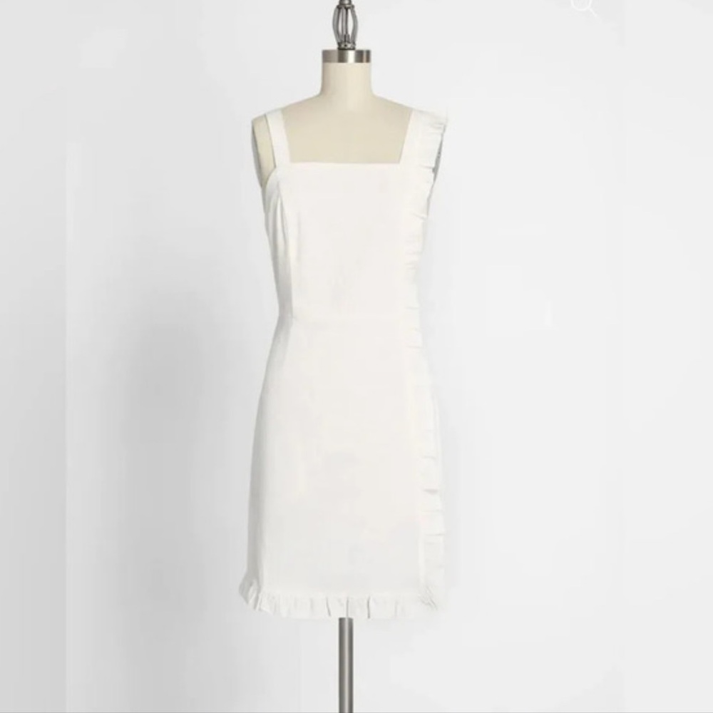 MODCLOTH Get Ready To Ruffle Mini Dress in White 14